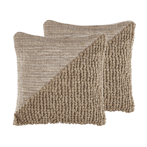 Conjunto de 2 almofadas decorativas ASLANAPA Algodão 45 x 45 cm Creme Sólido