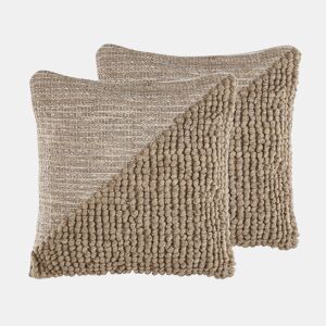 Conjunto de 2 almofadas decorativas ASLANAPA Algodão 45 x 45 cm Creme Sólido
