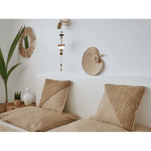 Conjunto de 2 almofadas decorativas ASLANAPA Algodão 45 x 45 cm Creme Sólido