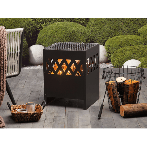 Lareira de jardim com grelha SHIGA Metal Preto