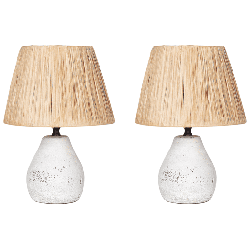 Conjunto de 2 candeeiros de mesa ARWADITO Cerâmica Branco creme