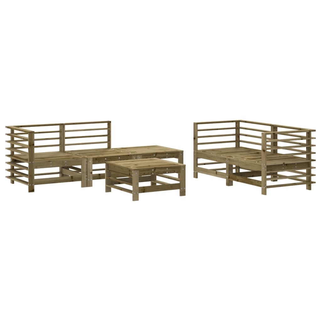 Juego de muebles de jardin 6 piezas madera de pino impregnada