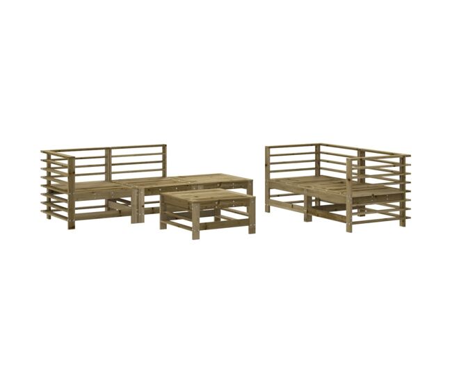 Juego de muebles de jardin 6 piezas madera de pino impregnada