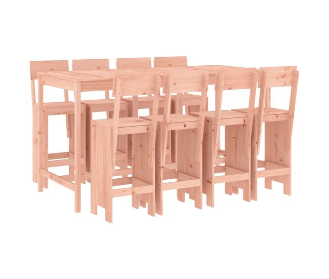 Juego de muebles de jardin 9 piezas madera maciza abeto douglas