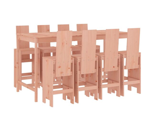 Juego de muebles de jardin 9 piezas madera maciza abeto douglas
