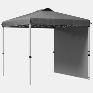 Outsunny Tenda Dobrável 2,5x2,5 m Altura Ajustável Tenda de Jardim com 1 Parede Lateral Teto com Ventilação e Bolsa de Transporte para Acampamento Festas Cinza Escuro