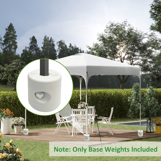 Outsunny Conjunto de 4 Pesos para Tendas Dobráveis Suportes Recheáveis com 8,7 kg de Água ou 12 kg de Areia Pesos para Pérgola com Botões de Fixação Ø21,524x25,5 cm Branco