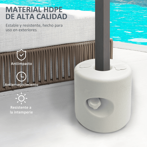 Outsunny Conjunto de 4 Pesos para Tendas Dobráveis Suportes Recheáveis com 8,7 kg de Água ou 12 kg de Areia Pesos para Pérgola com Botões de Fixação Ø21,524x25,5 cm Branco