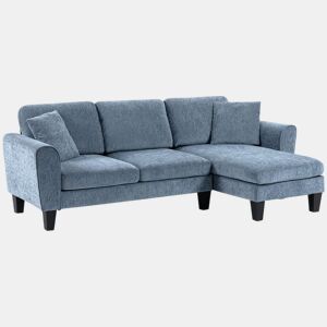 HOMCOM Sofá Chaise Longue Sofá de Canto Sofa Sala de Estar Reversível em Forma de L com 2 Almofadas Carga Máxima 200 kg 230x138x87 cm Cinza Azulado