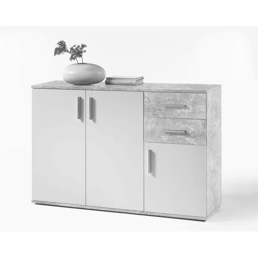 Aparador Bobby Dresser 120x82cm. 3 portas e 2 gavetas cinza