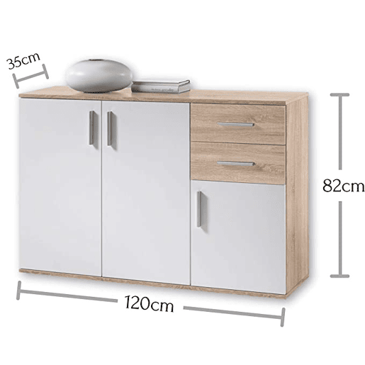 Aparador Bobby Dresser 120x82cm. 3 portas e 2 gavetas cinza