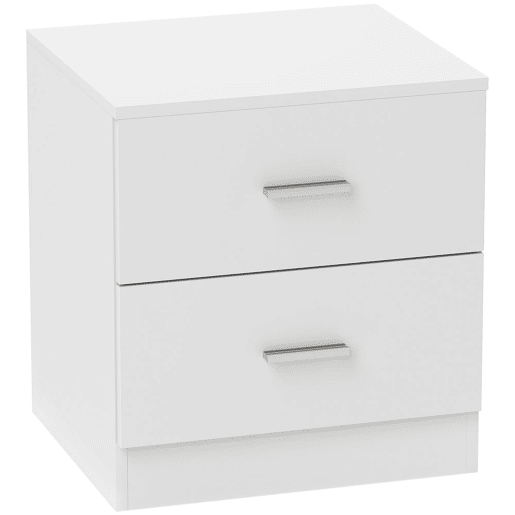 HOMCOM Mesa de Cabeceira Moderna, Mesa de Cabeceira para Quarto com 2 Gavetas, Mesa Auxiliar para Sala, Quarto, Vestiário, 45x39,5x49 cm, Branco