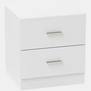 HOMCOM Mesa de Cabeceira Moderna, Mesa de Cabeceira para Quarto com 2 Gavetas, Mesa Auxiliar para Sala, Quarto, Vestiário, 45x39,5x49 cm, Branco