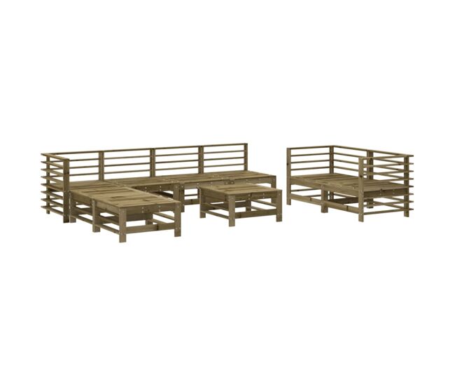 Juego de muebles de jardín 9 piezas madera maciza abeto douglas