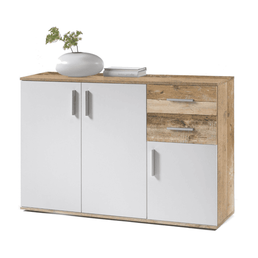 Aparador Bobby Dresser 120x82cm. 3 portas e 2 gavetas cor Sonoma