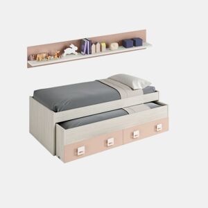 Cama de casal para jovens + prateleira Nube Alpes Brancos - Rosa 200 x 65 x 96 cm
