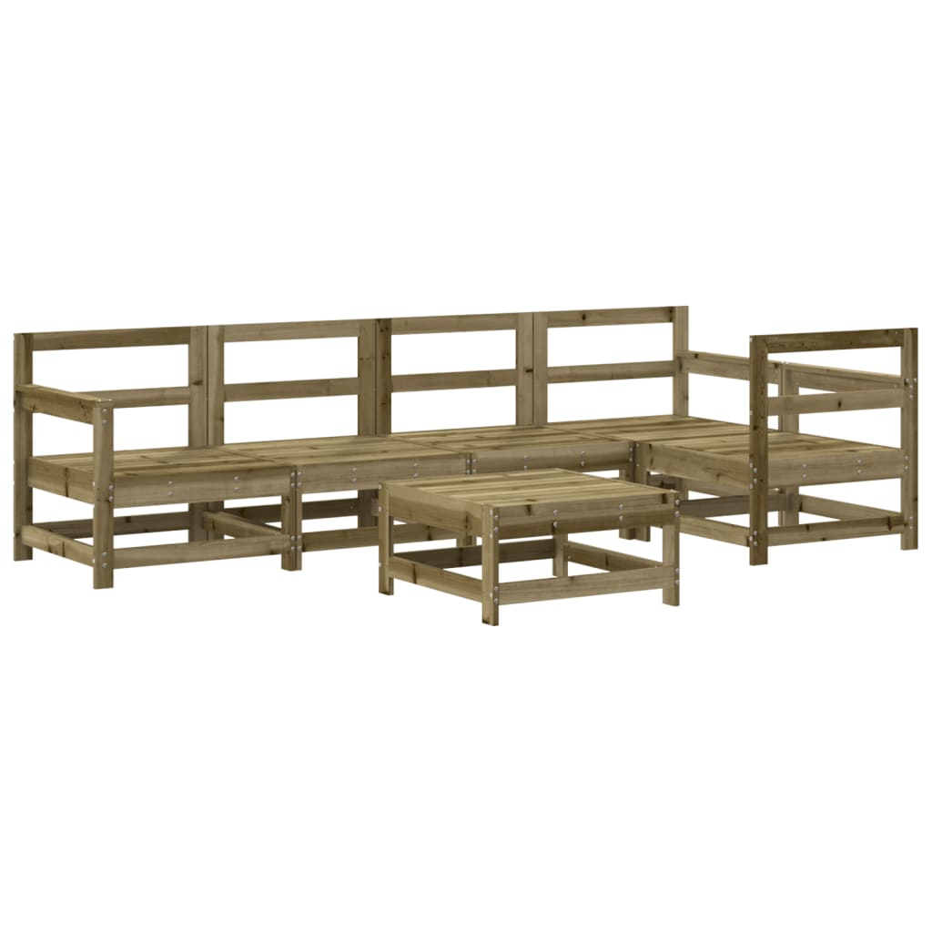 Juego de muebles de jardín 6 piezas madera maciza de pino