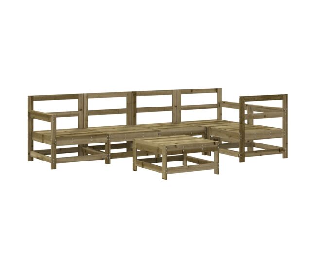Juego de muebles de jardín 6 piezas madera maciza de pino
