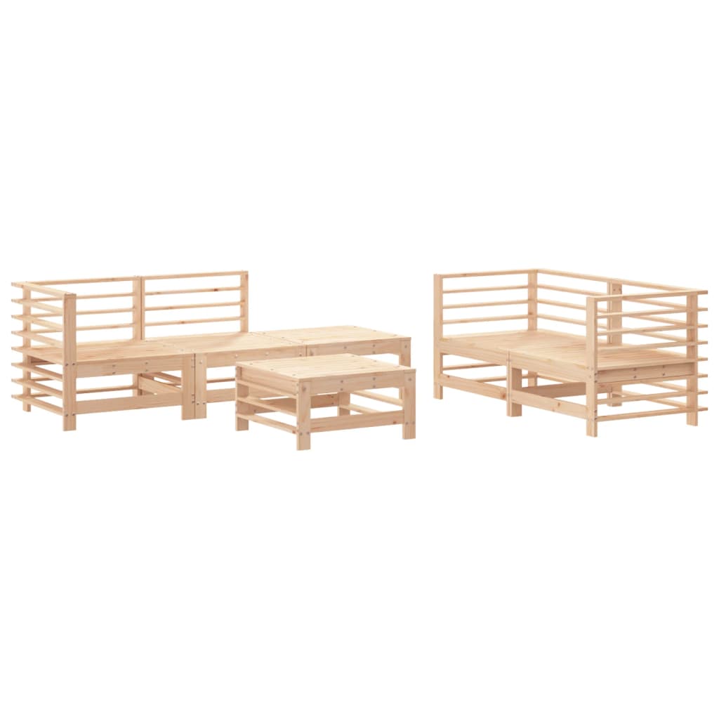 Juego de muebles de jardin 6 piezas madera maciza de pino