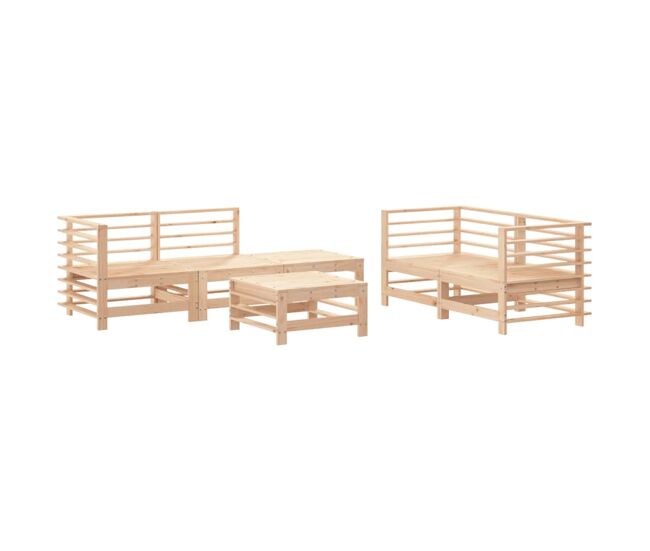 Juego de muebles de jardin 6 piezas madera maciza de pino