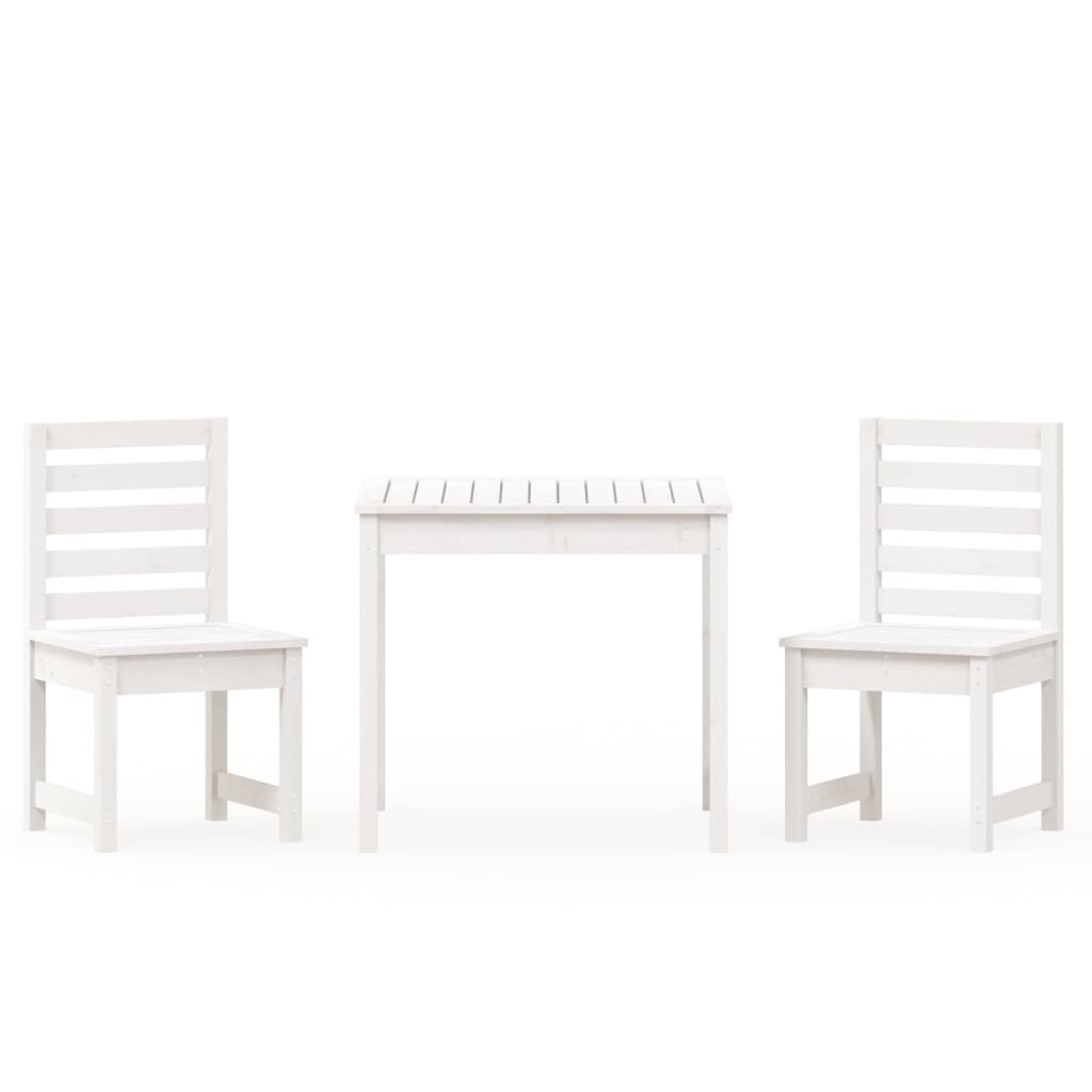 Mesa y sillas de jardin 3 piezas madera maciza de pino blanco
