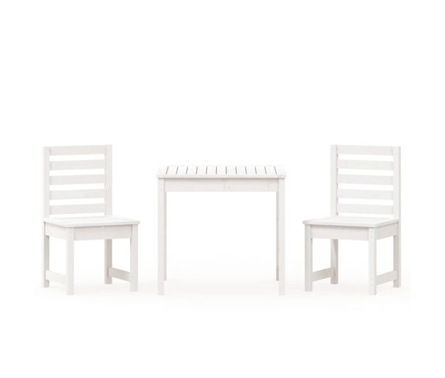 Mesa y sillas de jardin 3 piezas madera maciza de pino blanco