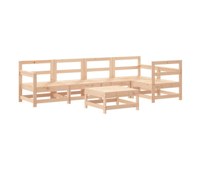 Juego de muebles de jardín 6 piezas madera maciza de pino