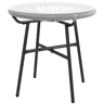 Outsunny Mesa Auxiliar de Vime Sintético Mesa de Centro Redonda para Exteriores com Bancada de Vidro Temperado e Pés de Metal para Pátio Jardim Varanda Ø50x50 cm Cinza Claro e Preto