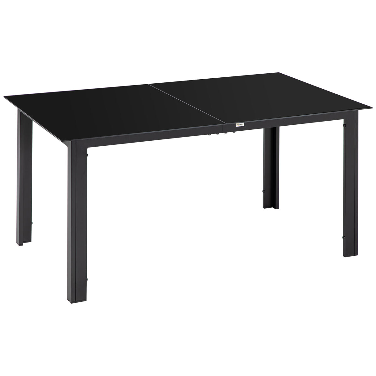 Outsunny mesa de jardín rectangular para 6 personas con marco de aluminio mesa de comedor exterior con tablero de vidrio templado carga 50 kg para terraza balcón 150x90x74 cm negro