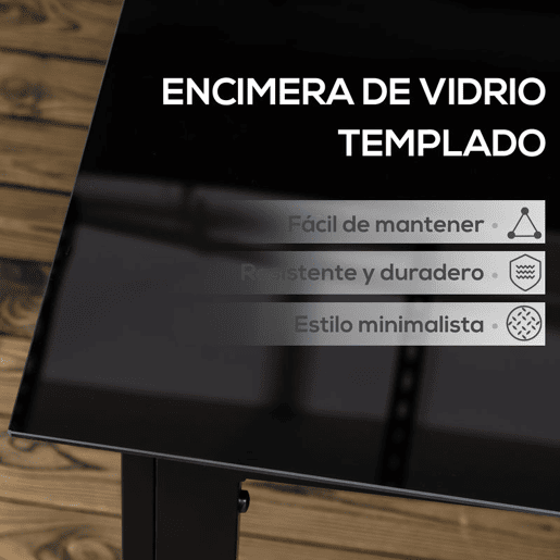 Outsunny Mesa de Jardim Retangular para 6 Pessoas Mesa de Jantar Exterior com Estrutura de Alumínio e Bancada de Vidro Temperado Carga 50 kg para Terraço Varanda 150x90x74 cm Preto