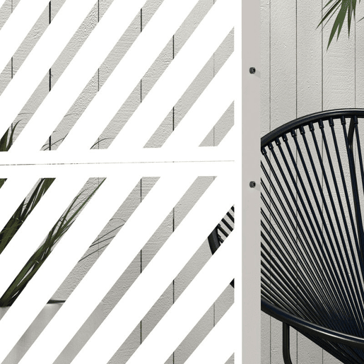 Outsunny Biombo de Exterior Separador de Ambientes com 3 Peças com Padrão de Linhas Transversais e Estrutura de Aço Ecrã de Privacidade para Pátio Varanda Jardim 122x45x198 cm Branco