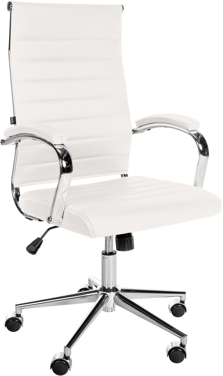 Silla de oficina mollis de cuero auténtico blanco 61x56x102 cm