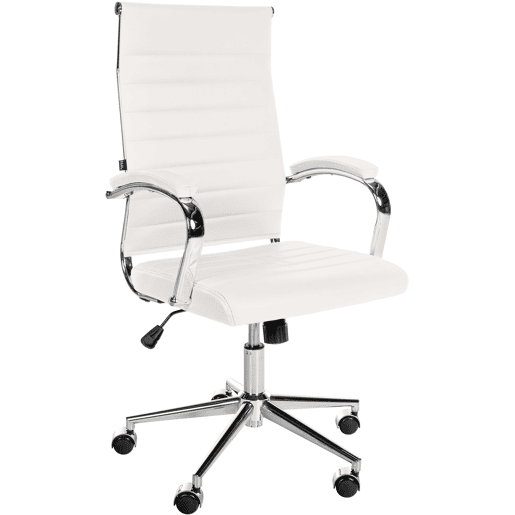 Silla de oficina Mollis de cuero auténtico Blanco 61X56X102 cm