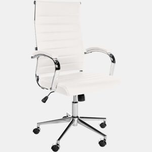 Silla de oficina Mollis de cuero auténtico Blanco 61X56X102 cm