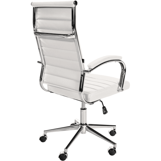 Silla de oficina Mollis de cuero auténtico Blanco 61X56X102 cm