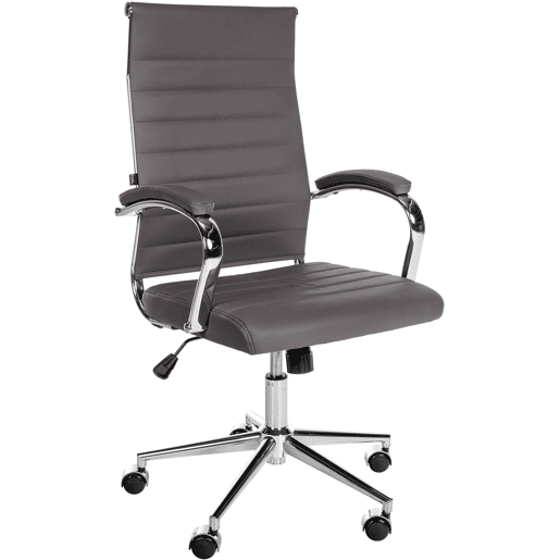 Silla de oficina Mollis de cuero auténtico Gris 61X56X102 cm