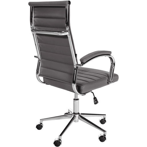 Silla de oficina Mollis de cuero auténtico Gris 61X56X102 cm