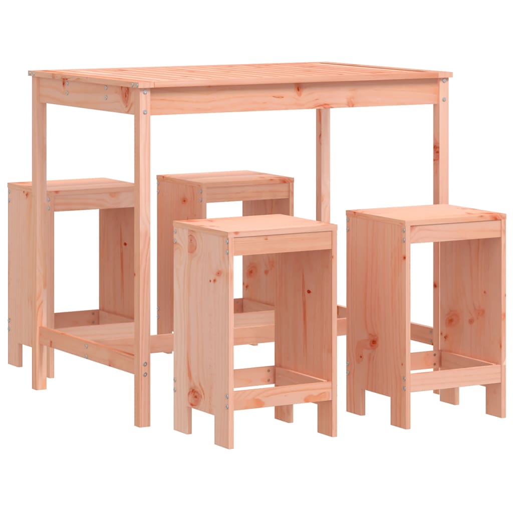 Mesa alta y taburetes de jardin 5 piezas madera maciza douglas