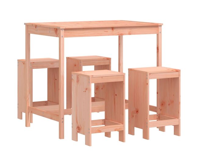 Mesa alta y taburetes de jardin 5 piezas madera maciza douglas