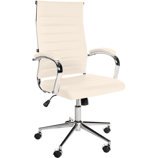 Silla de oficina Mollis de cuero auténtico Crema 61X56X102 cm