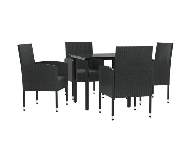Juego de comedor de jardin 5 piezas ratán sintético y acero negro