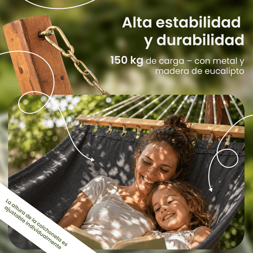 Hamaca Miramar Tela Gris 400X120X107 cm
