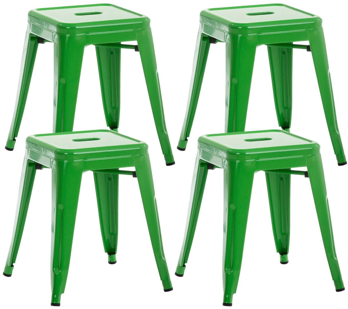 Set de 4 taburetes bajos armin metal verde 40x40x46 cm