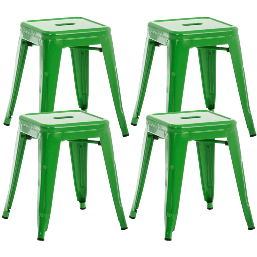 Set De 4 Taburetes Bajos Armin Metal Verde 40X40X46 cm