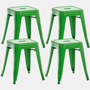 Set De 4 Taburetes Bajos Armin Metal Verde 40X40X46 cm