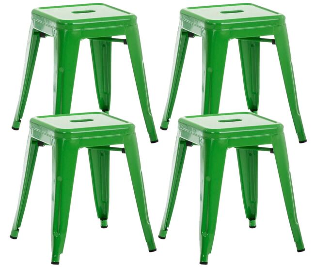 Set de 4 taburetes bajos armin metal verde 40x40x46 cm