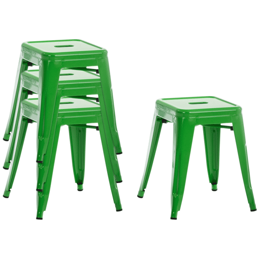Set De 4 Taburetes Bajos Armin Metal Verde 40X40X46 cm