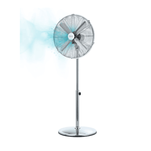 Cecotec Ventoinha de pé com 50 W e acabamento cromado, 16 polegadas, 3 velocidades, oscilação, silencioso, altura ajustável, 4 pás e máxima segurança.