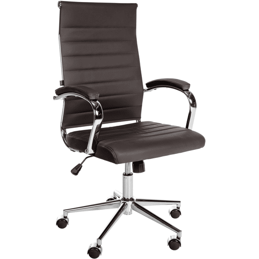 Silla de oficina Mollis de cuero auténtico Café 61X56X102 cm