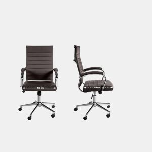 Silla de oficina Mollis de cuero auténtico Café 61X56X102 cm